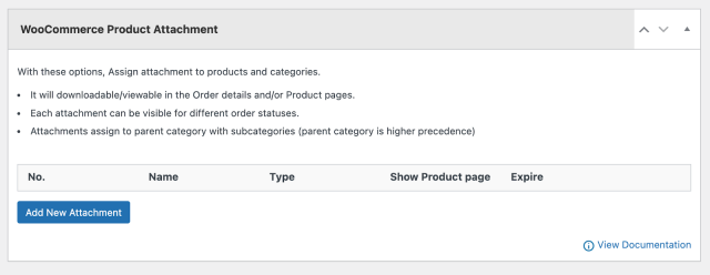 Adding an attachment using WooCommerce Product Attachment