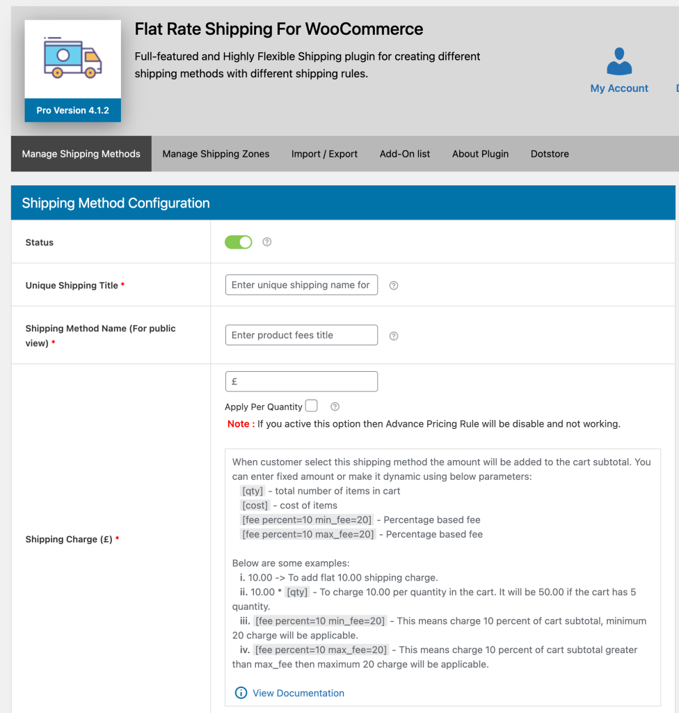 Add new shipping method using the Advanced Flat Rate Shipping Plugin for WooCommerce
