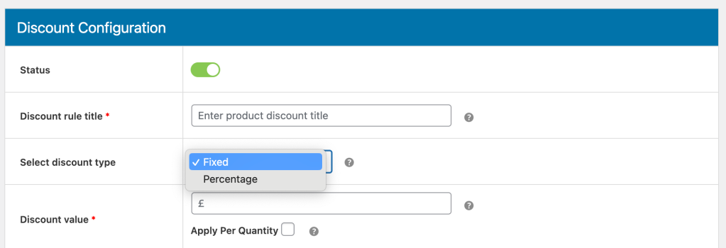 Add a name and discount type for a conditional discount rule.