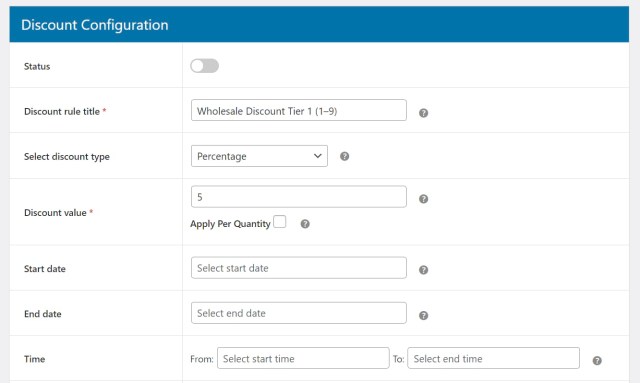 WooCommerce Dynamic Pricing and Discount Rules – configure new discount details.