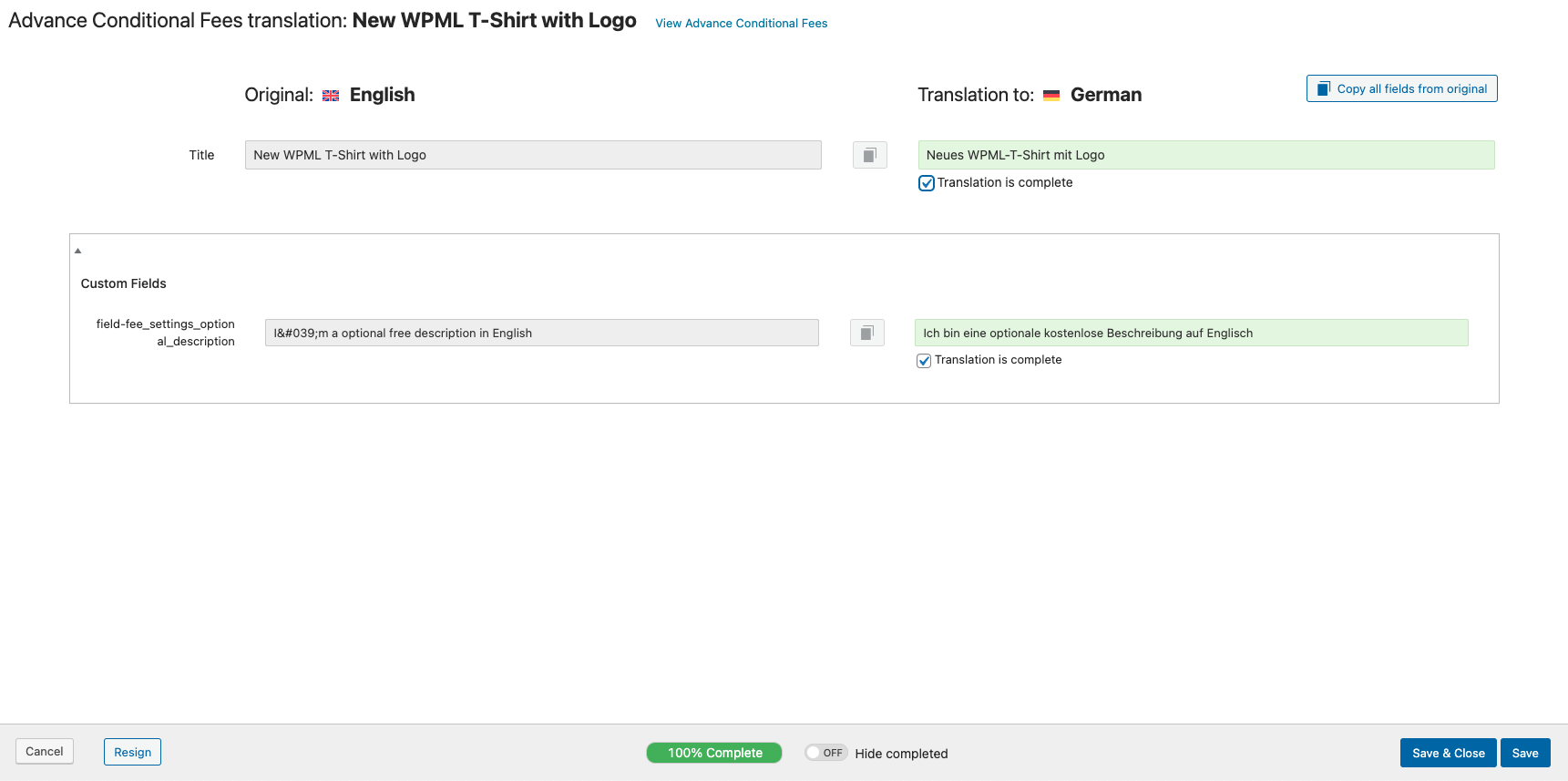 WPML advanced editor for translation